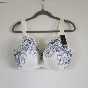 White and Blue Paisley Bra
